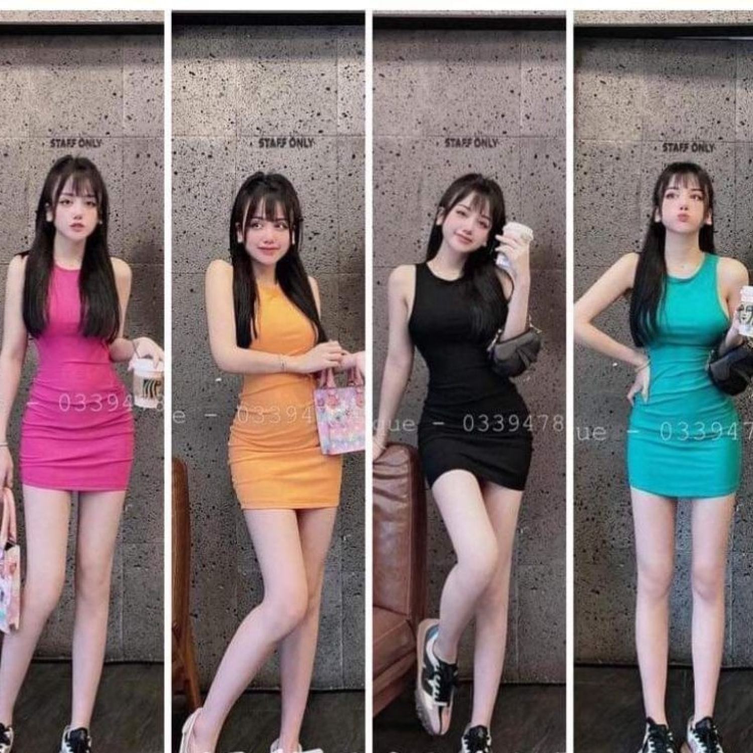 Đầm thun ba lỗ sát nách dáng ngắn nhún hông ôm body sexy