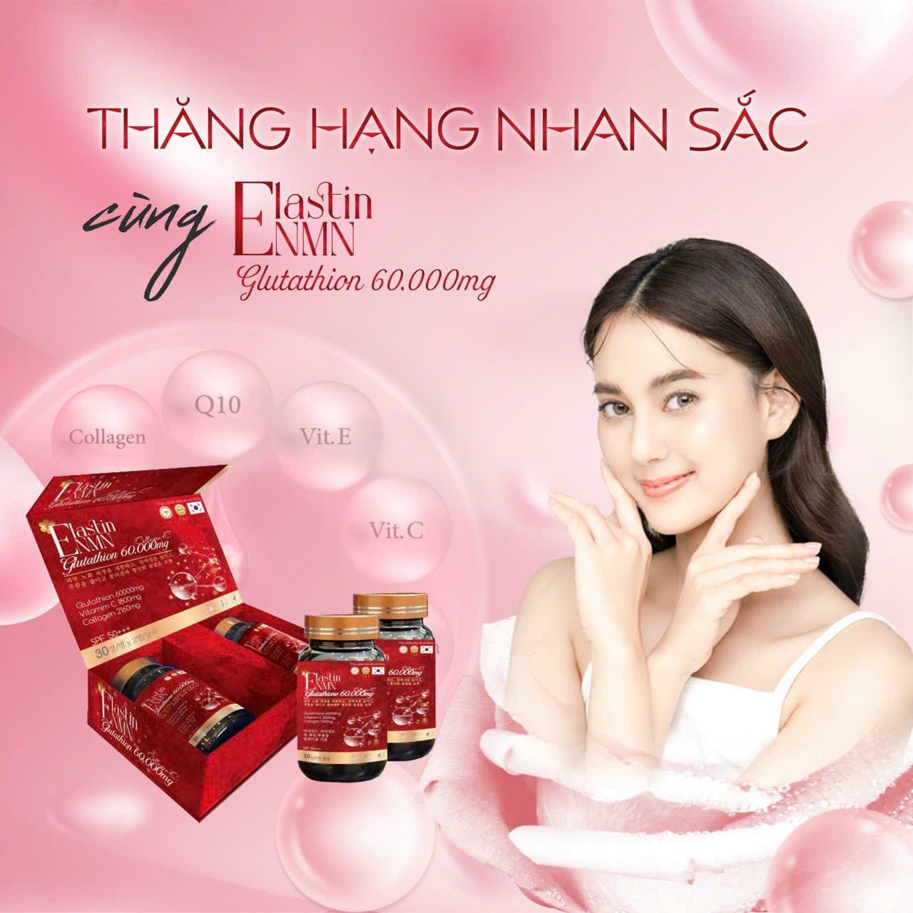 Viên uống elastin nmn glutathione 60.000mg