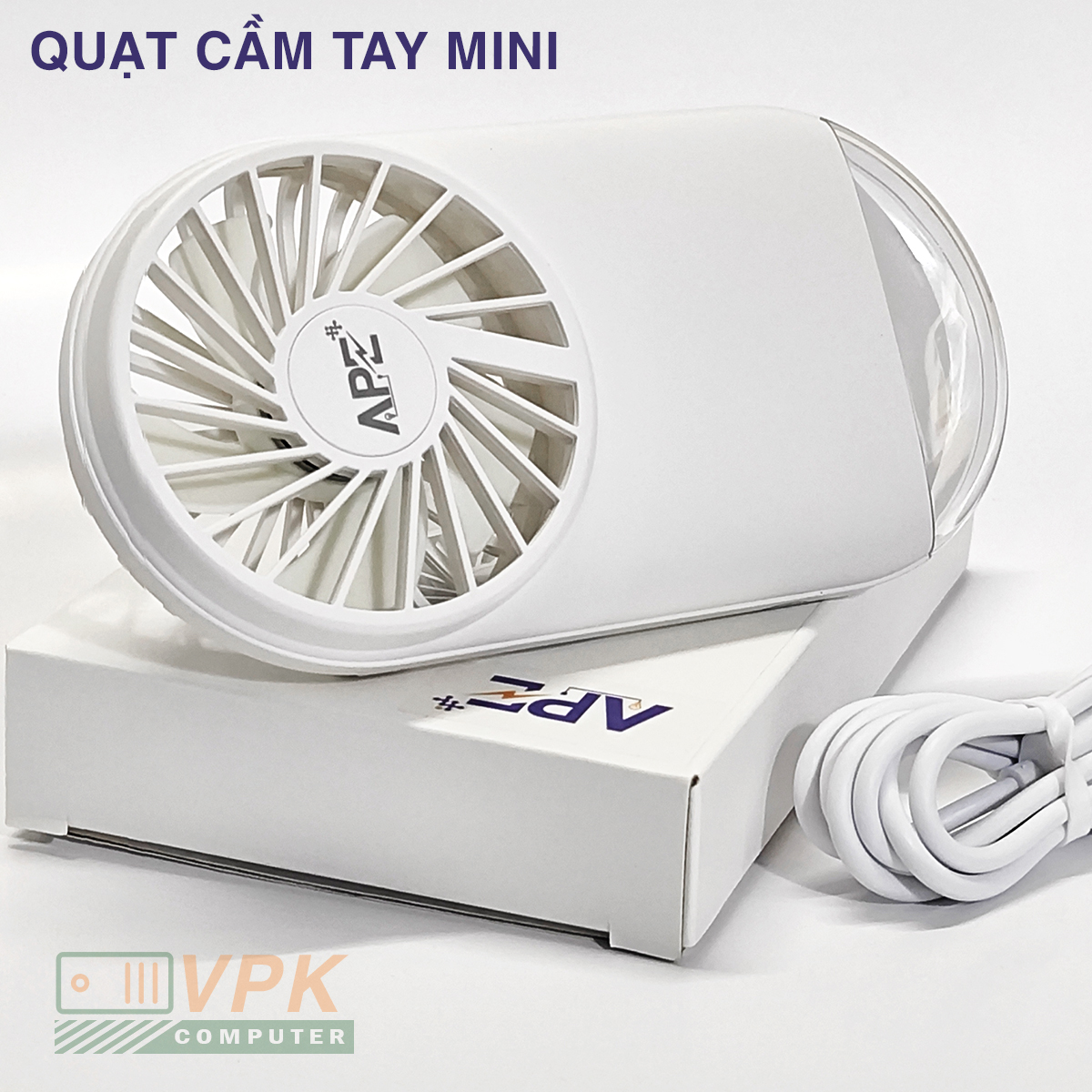 Quạt cầm tay mini có đế để bàn - tích hợp đèn Led ngủ, pin sạc 1200mah - 4 chế độ quạt - gọn nhẹ dễ cầm nắm