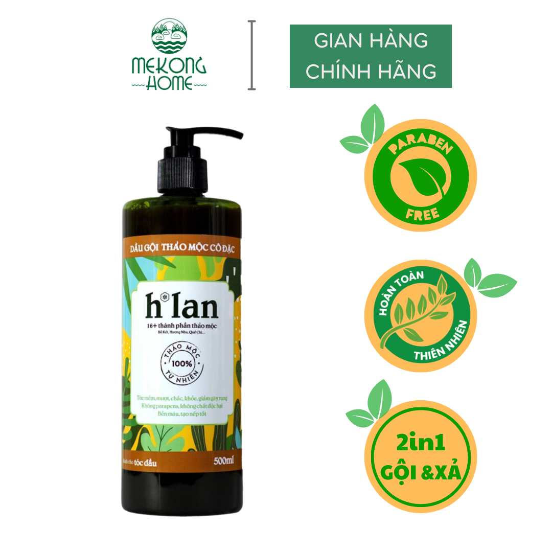 Dầu gội thảo dược tươi h*lan - tóc dầu - 500ml - giúp tóc chắc, khỏe, mượt & bồng bềnh hơn - mekong home
