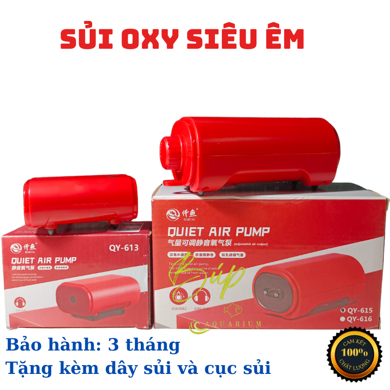 Máy sủi oxy siêu êm 1 vòi , 2 vòi cho bể cá cảnh thủy sinh  tặng kèm dây