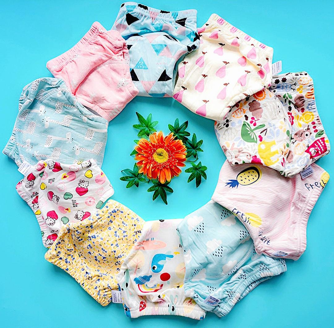 10 Quần bỏ bỉm Goodmama - bé gái, vải 100% cotton mịn mát giúp bé thông thoáng, không bị hăm tã như tã giấy