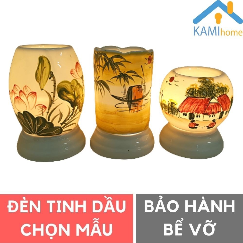 Đèn xông tinh dầu cắm điện thơm phòng đuổi muỗi hình Ống Trứng Tròn (Chọn Mẫu) sứ Bát Tràng Việt Nam