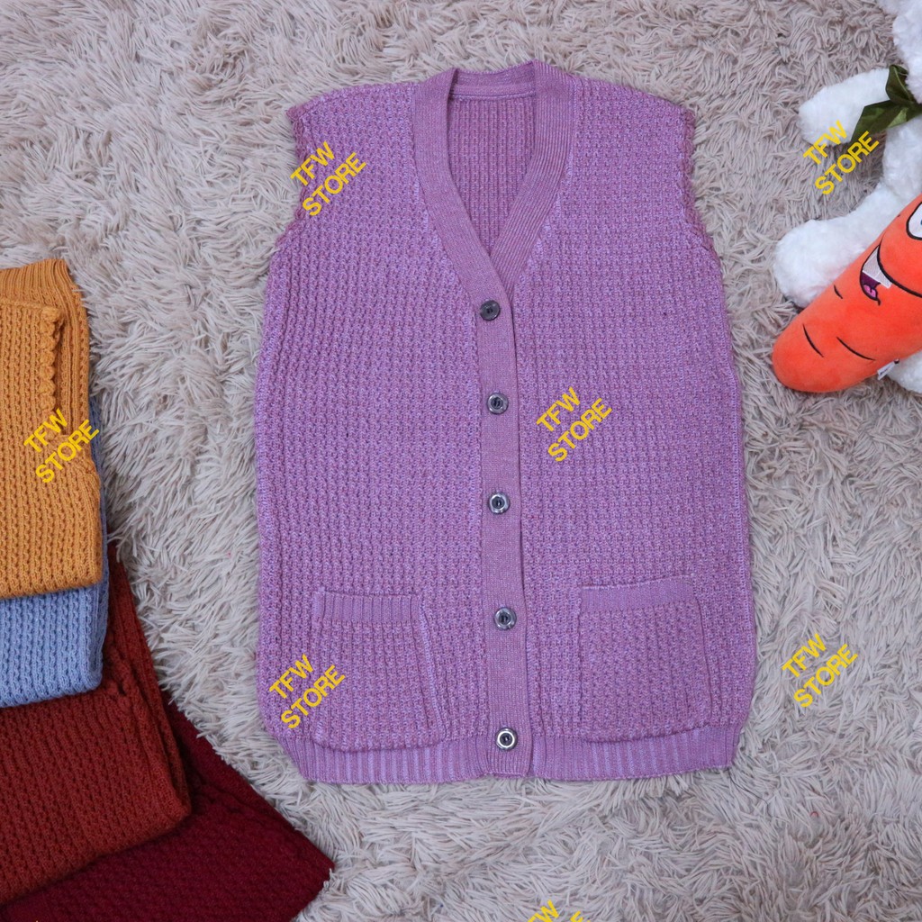 Áo len gile cổ tim (dày) cho người lớn tuổi, cho bà cho mẹ - Hàng VN