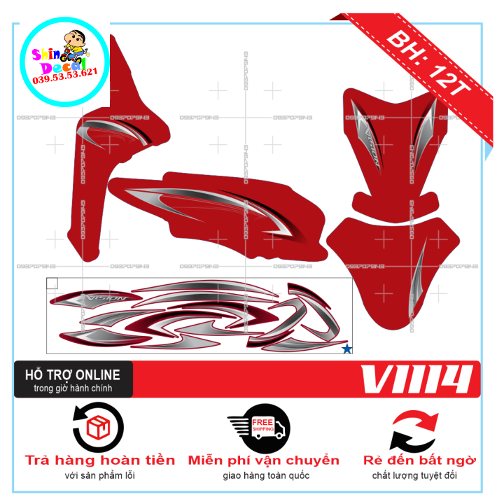 TEM XE VISION, TEM RỜI VISION 2014 DÁN XE ĐỎ