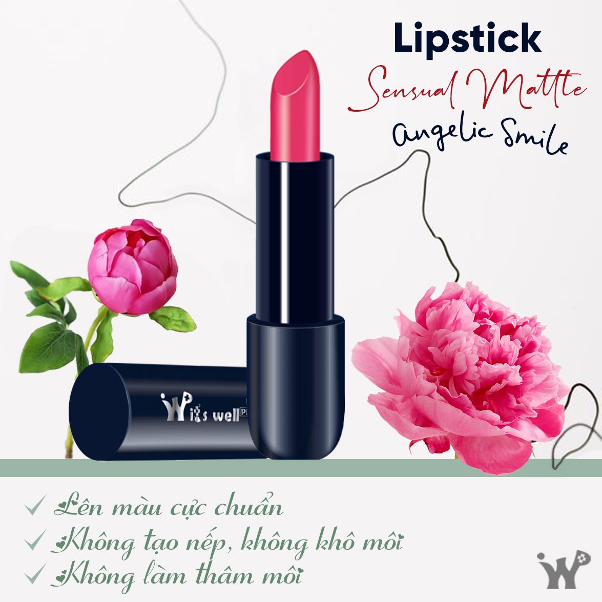Son Lì Siêu Mịn, Bền Màu Lâu Trôi, Không Chì its Well plus Sensual Matte Angelic Smile 3.7g (Hồng )