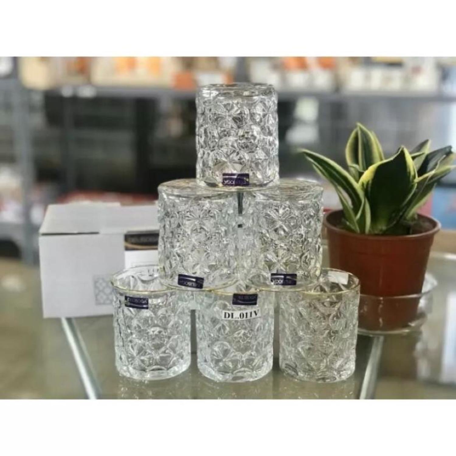 Bộ 6 cốc thủy tinh viền vàng delisoga cao cấp bp