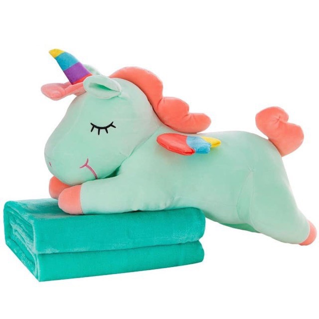 [HCM]Gối Mền Kỳ Lân Unicorn Gối Gấu Bông Có Mền Kỳ Lân