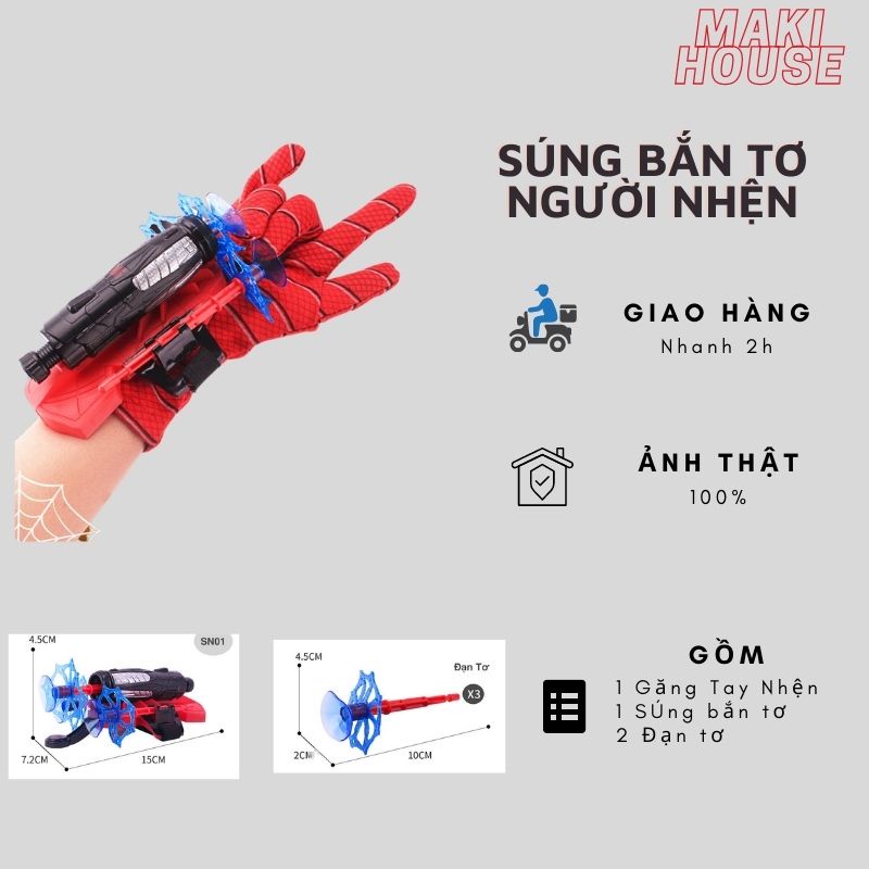 Đồ chơi trẻ em đồ chơi cho bé súng bắn tơ người nhện và mặt nạ người nhện siêu anh hùng