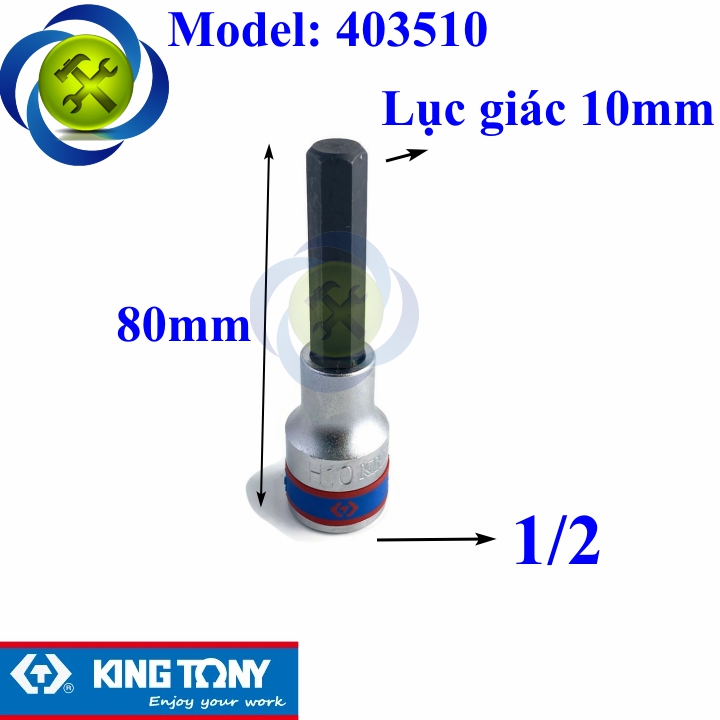 Tuýp lục giác 10mm kingtony 403510 loại 1/2 dài 80mm