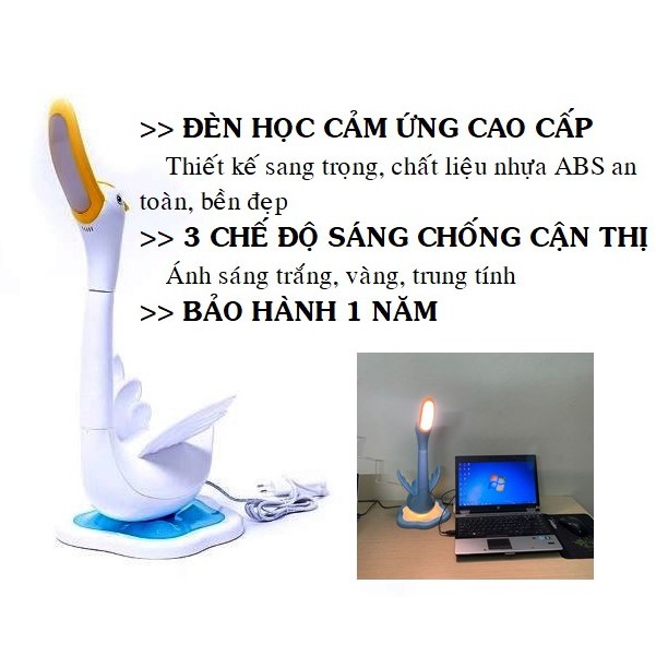 Đèn làm việc, đèn học cảm ứng có 3 chế độ sáng hình Thiên Nga BL1609 chất lượng cao