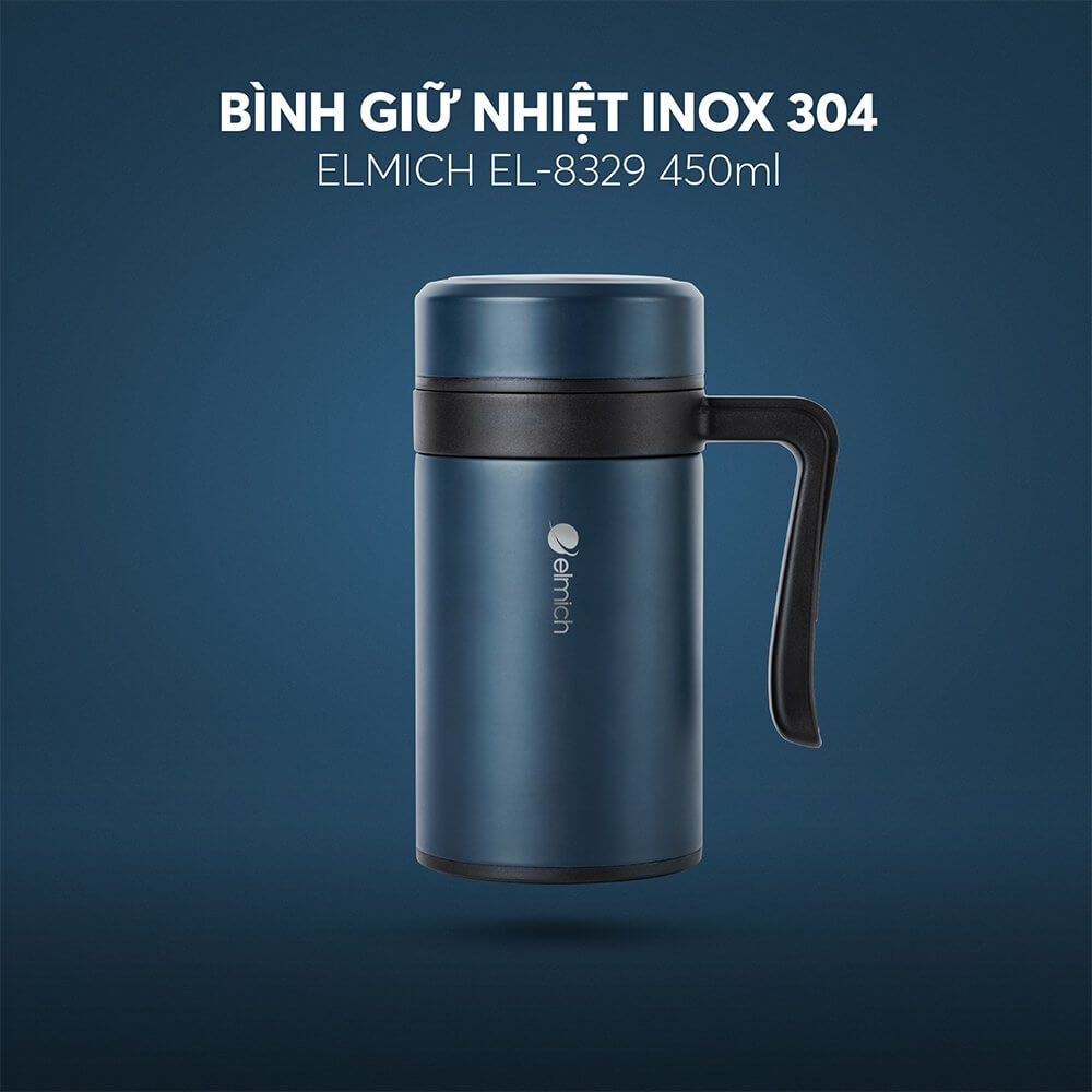 (Chỉ 25-29.07)Cốc giữ nhiệt inox 304 Elmich EL8329 dung tích 450ml