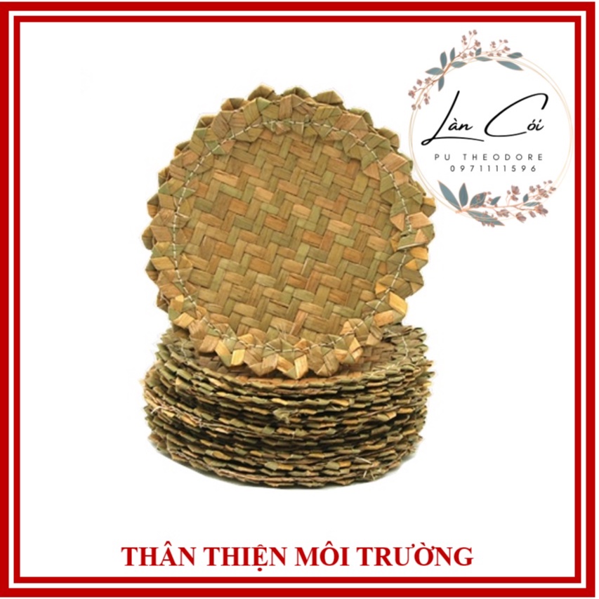 Miếng lót ly cốc decor handmade , đế lót cốc ly bằng cói đan thủ công, thân thiện với môi trường