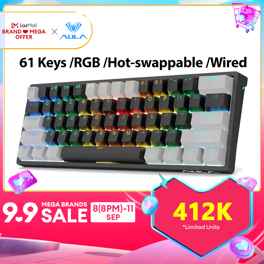 AULA F3261 RGB Hotswap Keyboard 61 Keys wired Mechanical Gaming Keyboard ergonomic adjustable suppor