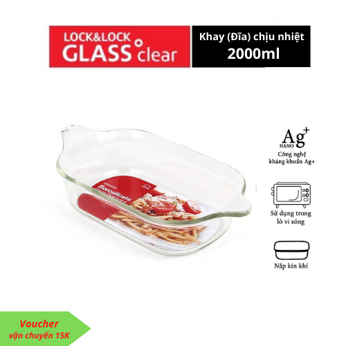 Đĩa thủy tinh chịu nhiệt, khay nướng Lock&Lock 2lit Glass Ovenware Chicken LLG582 dung tích 2 lít