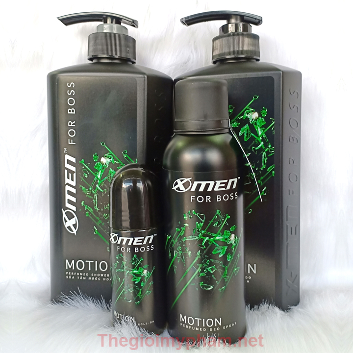 Combo XMen For Boss Motion: Sữa Tắm 650g + Dầu Gội 650g+ Xịt Khử Mùi 150ml + Lăn Khử Mùi 50ml