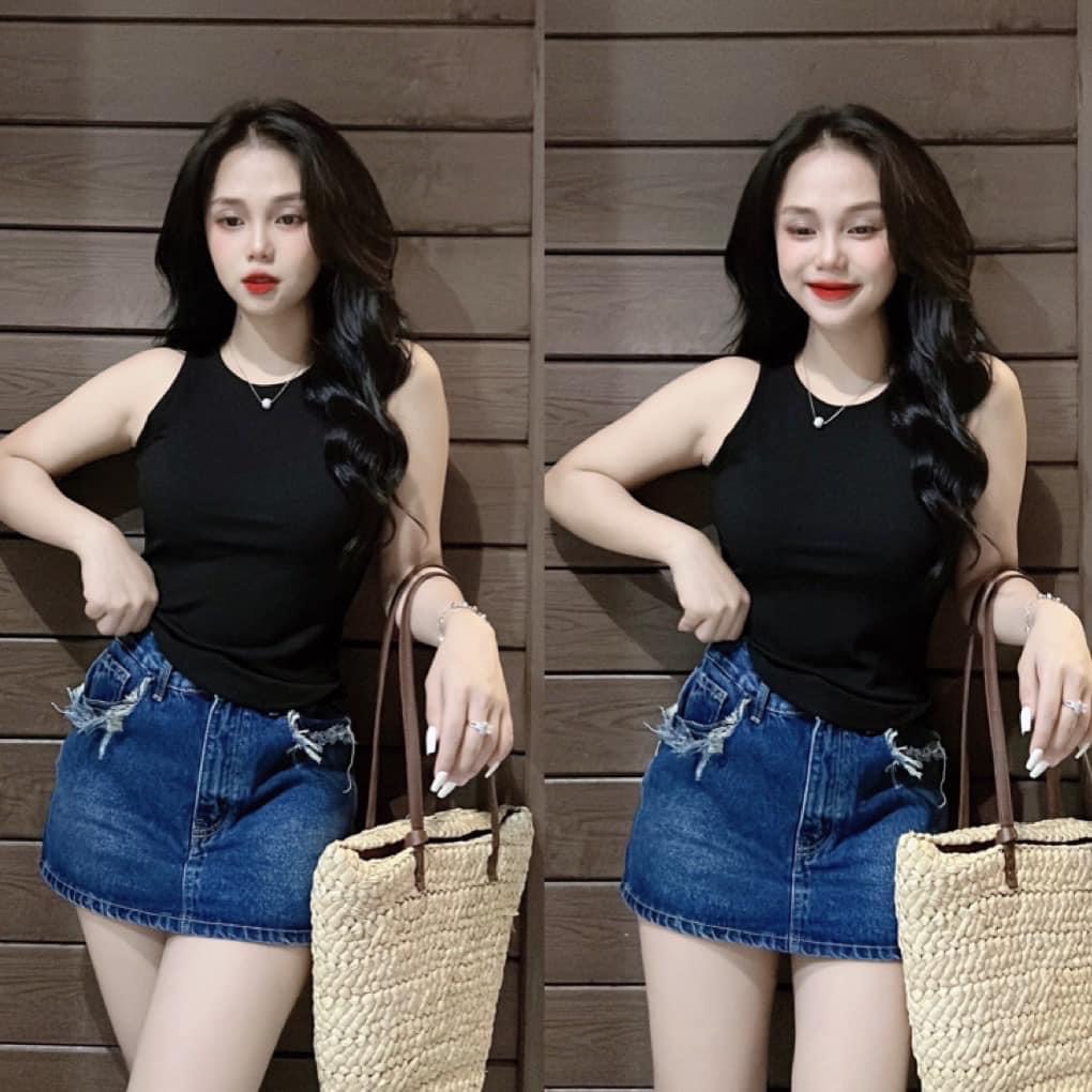 Áo thun dáng ôm ba lỗ gân tăm QC trơn