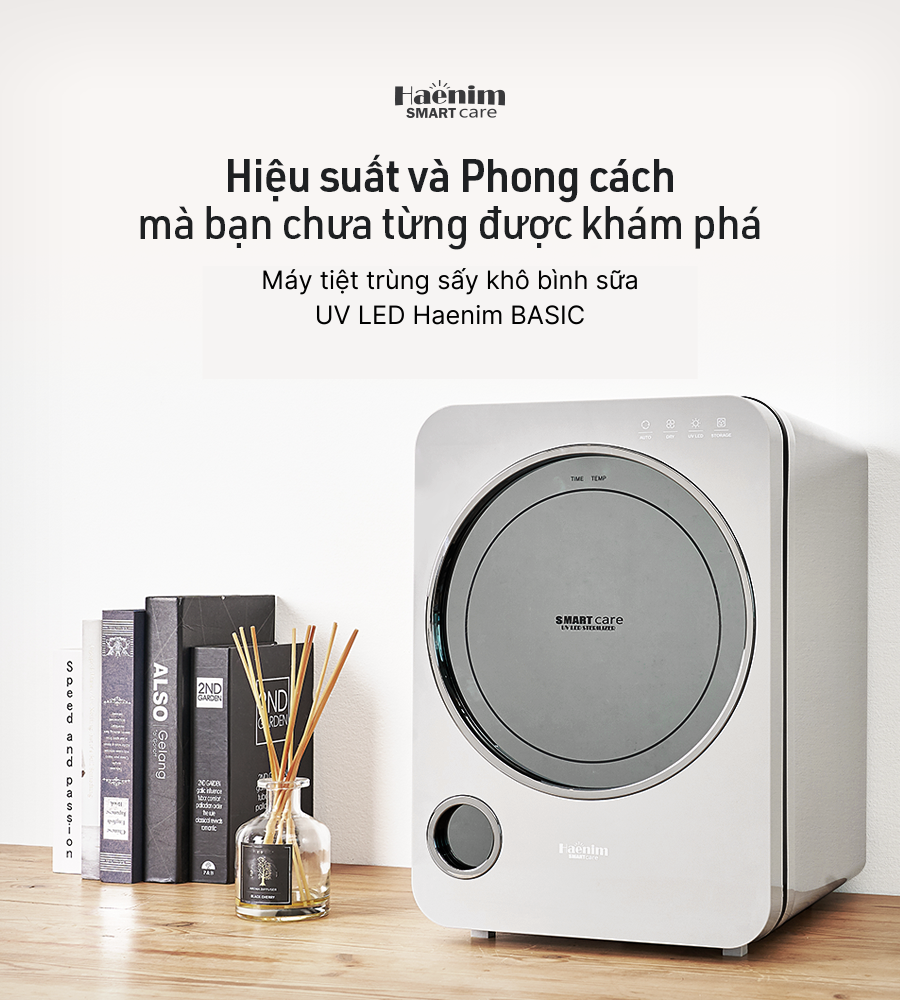 Máy tiệt trùng sấy khô bình sữa uv led, haenim basic