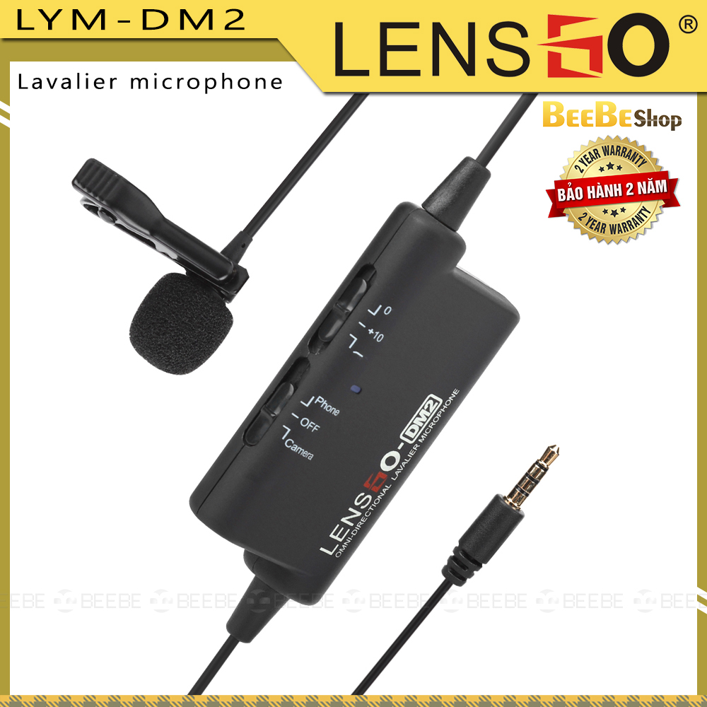 Lensgo LYM-DM2 - Micro Lavalier Cài Áo Áo, Thu Âm Quay Phim, Phỏng Vấn, Làm Vlog (6m)