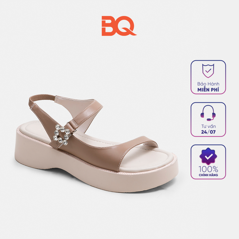 Giày sandal nữ đế bằng cao 5 phân quai ngang mảnh phối khóa BQ SD HB0371-07