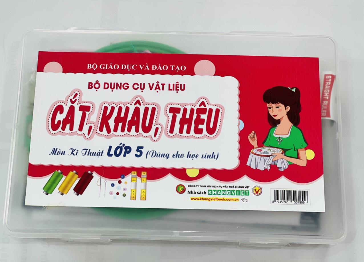 Bộ dụng cụ vật liệu Cắt, Khâu ,Thêu môn kĩ thuật Lớp 5