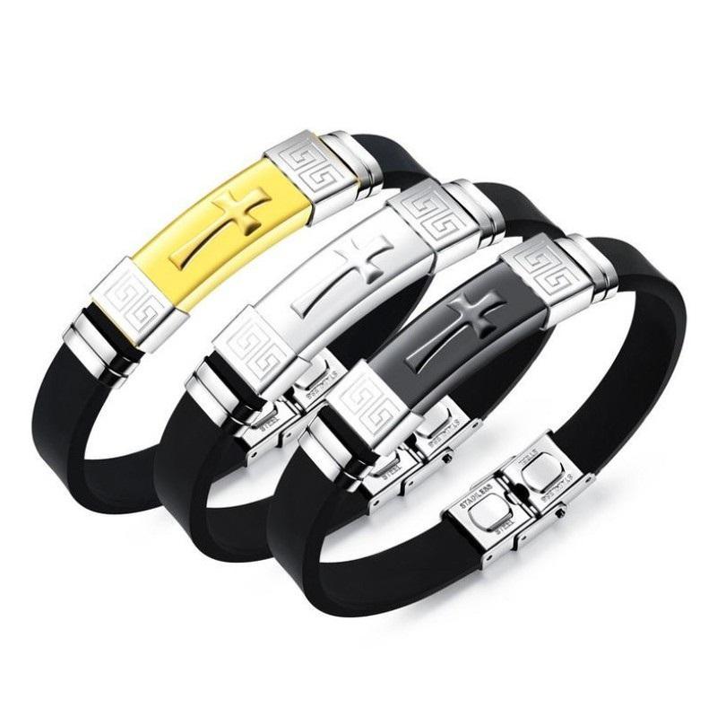 Vòng tay nam hình thánh giá titan cao cấp tt 1048