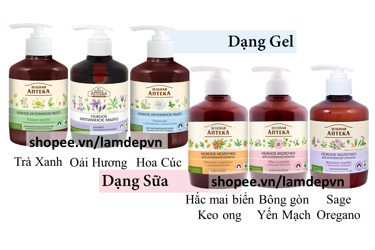 Dung dịch vệ sinh phụ nữ nga 370ml _Vệ sinh apteka dạng sữa, dạng gel