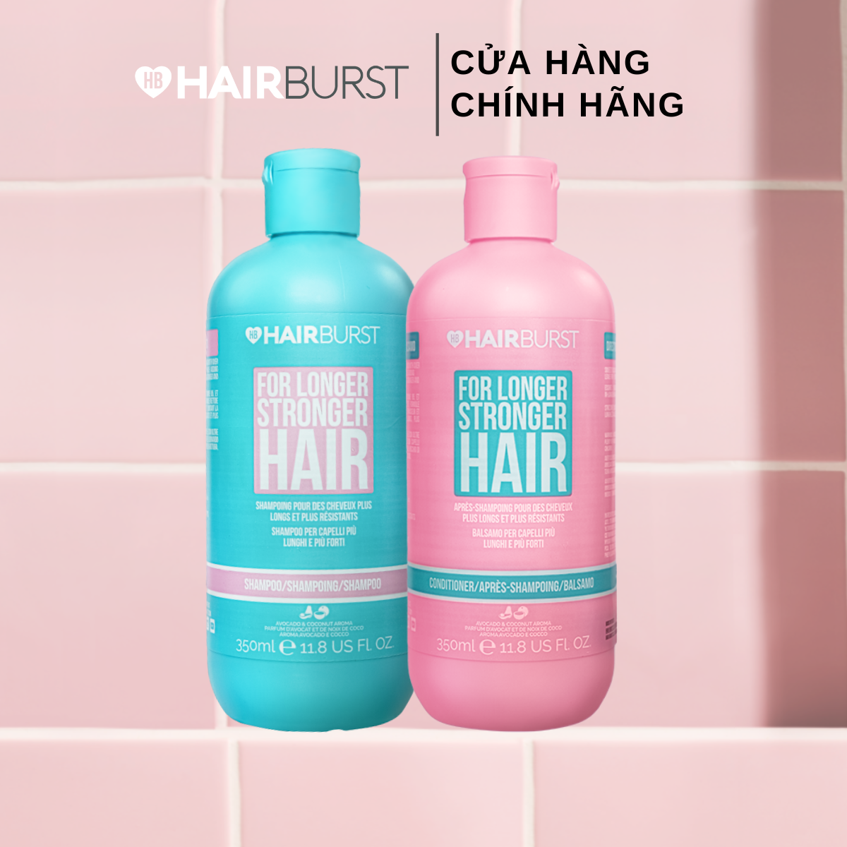 Set gội xả HAIRBURST kích thích tóc mọc dài hơn chắc khỏe hơn 350ml/chai