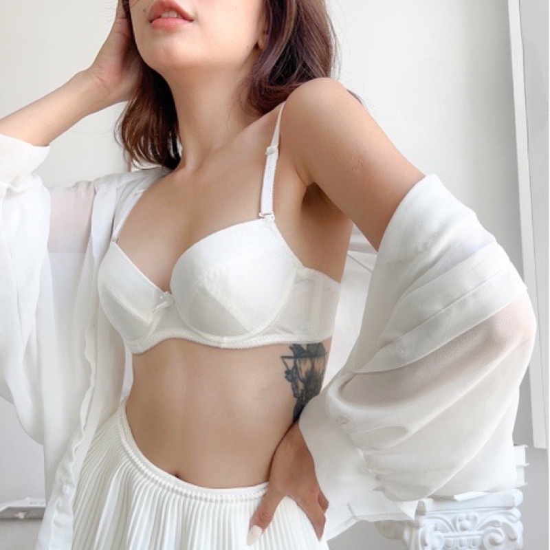Áo ngực nữ trơn mút mỏng _ áo lót lụa phi không mút có gọng _nhiboutique