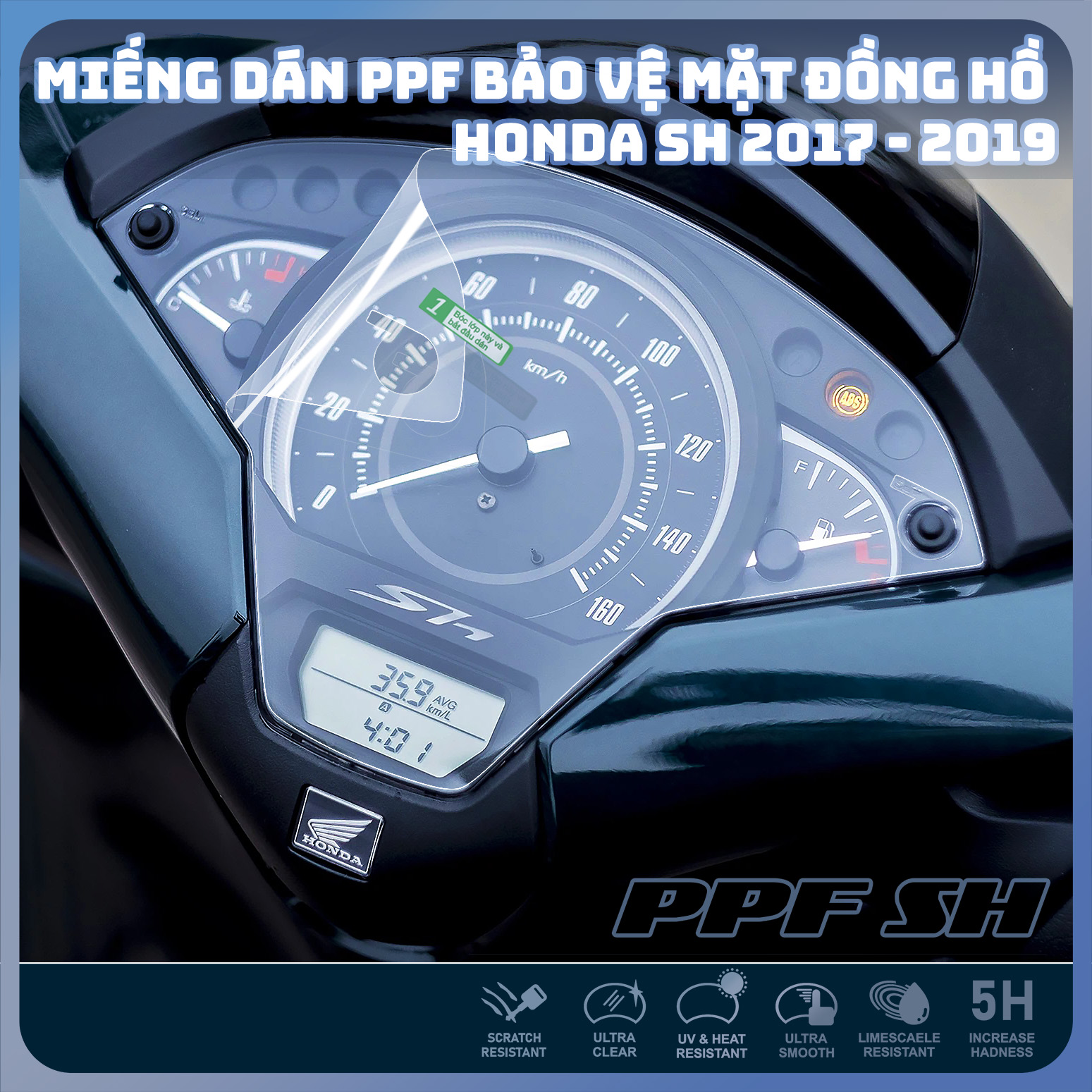 Ppf sh 2017 - 2019 miếng dán bảo vệ mặt đồng hồ xe honda sh 2017 - 2019