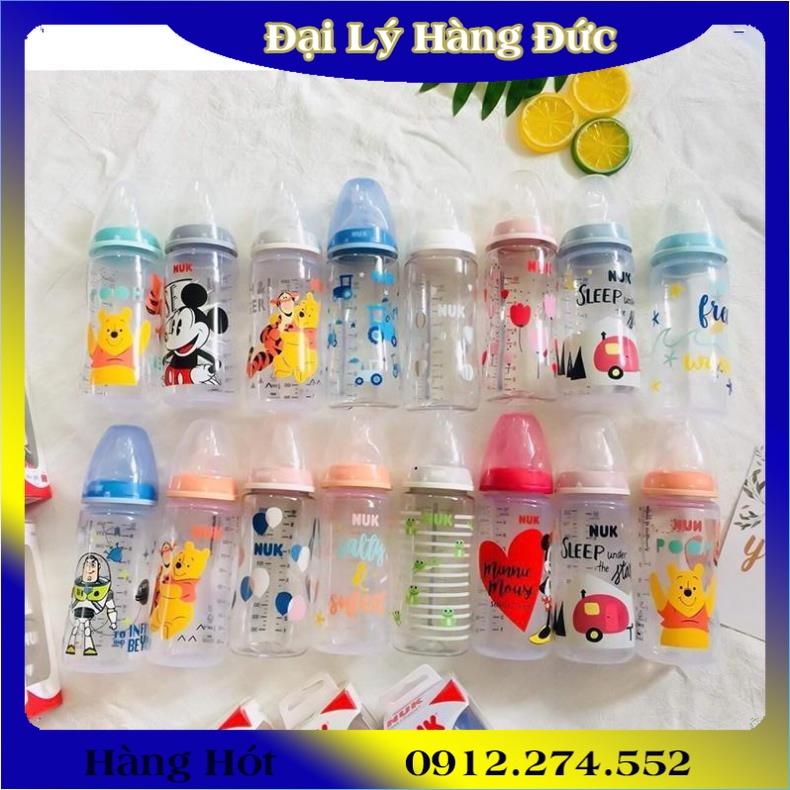 Bình sữa cảm biến nhiệt nuk pp 150ml / 300ml núm silicone - nội địa đức đủ bill