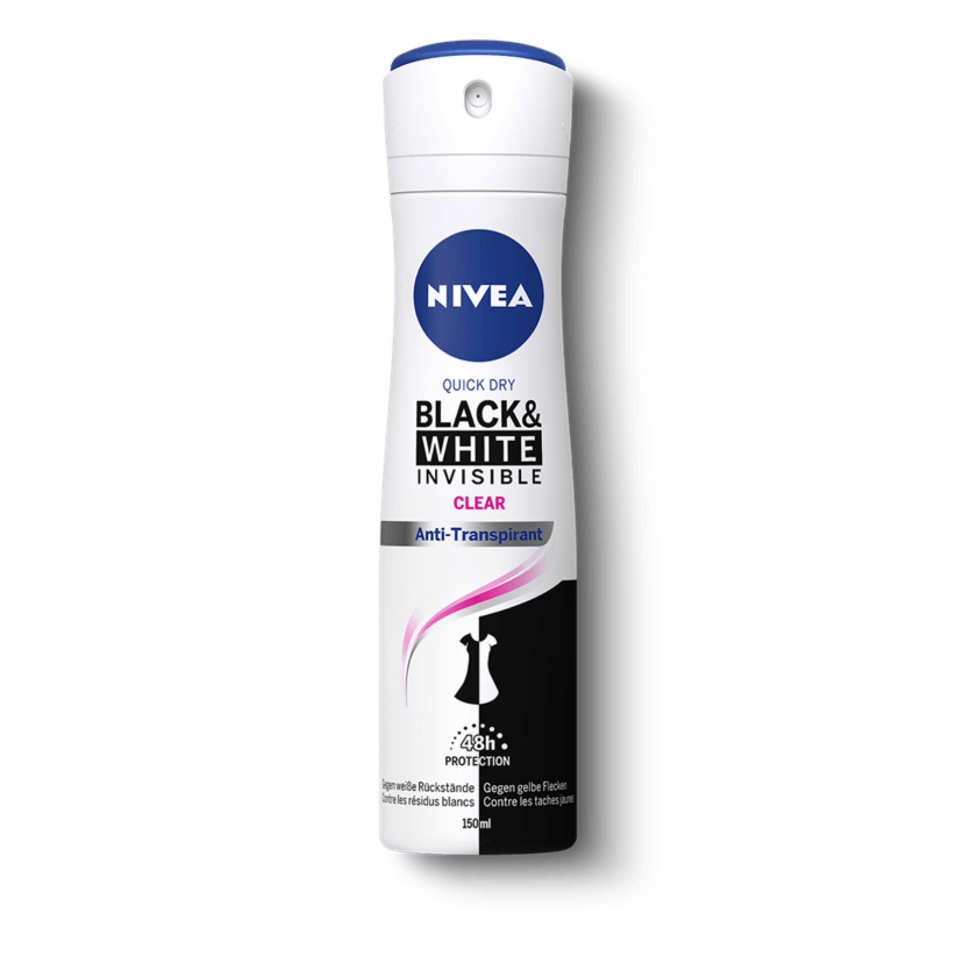 Xịt khử mùi nivea invisible for black & white 48h 150ml - đức