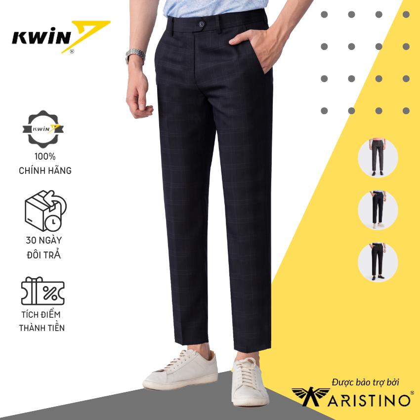 Quần âu nam cao cấp Kwin Insidemen nam tính, lịch lãm, thu hút - Quần tây nam công sở dáng suông form cropped đẹp 2023 - ITR00103