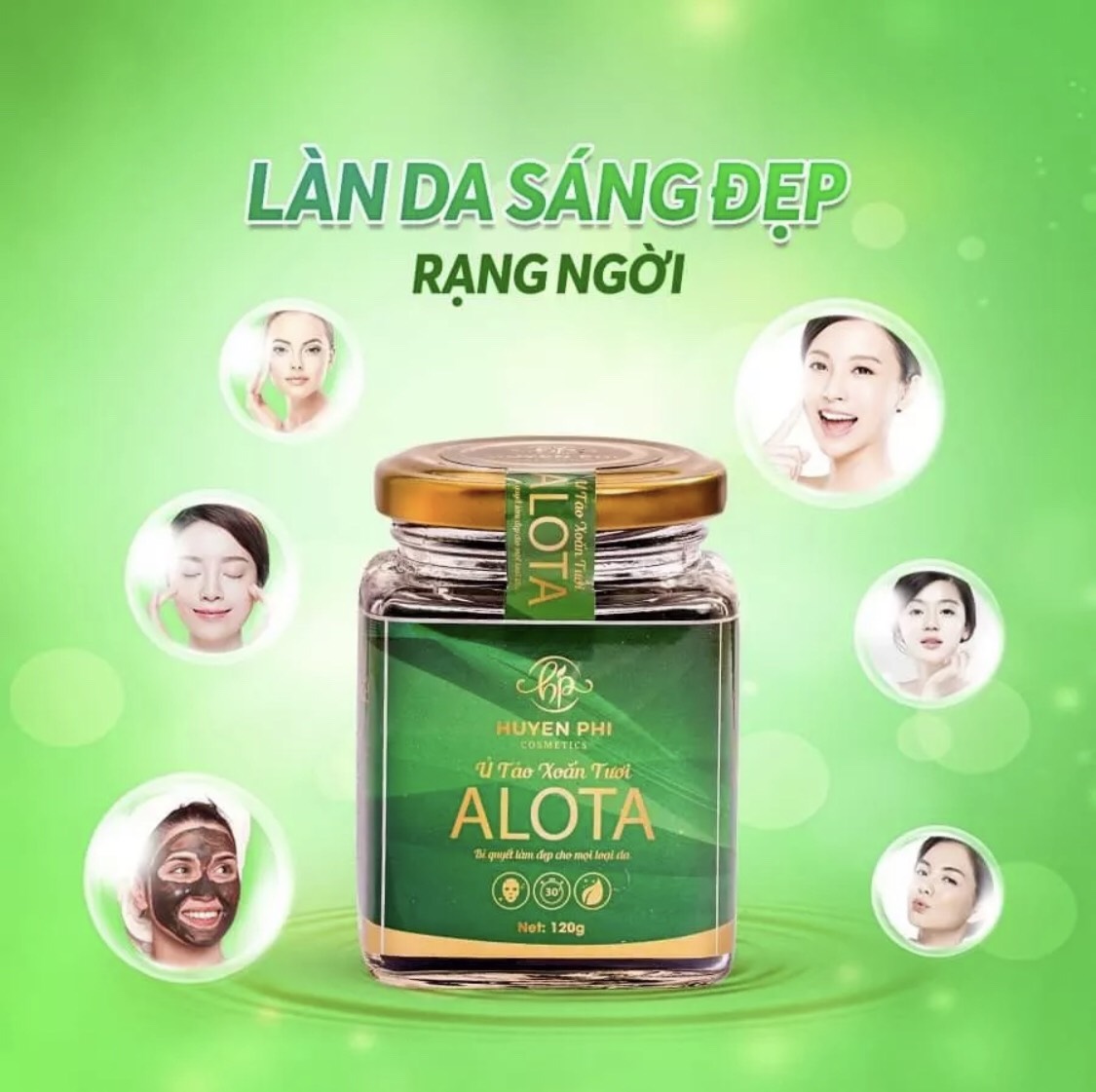 Combo Ủ tảo xoắn tươi alota Huyền Phi và cọ quét mặt nạ Spa Huyền Phi N30. Tặng kèm bông rửa spa