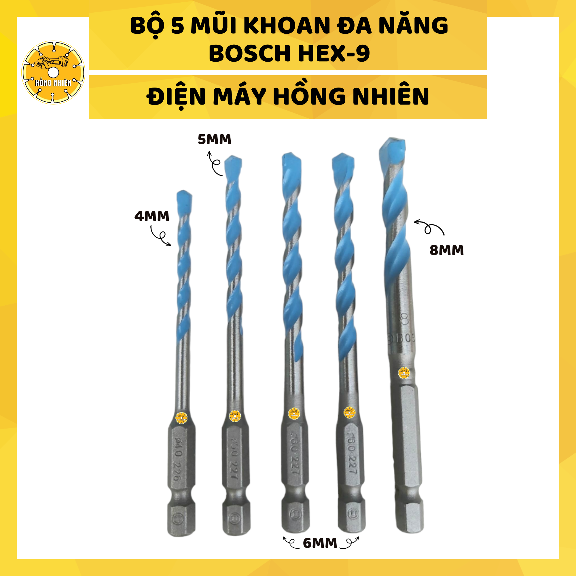 Bộ 5 mũi khoan đa năng bosch hex-9 - máy xây dựng hồng nhiên - mũi khoan