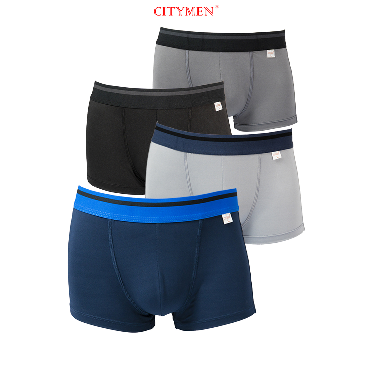 Combo 4 Quần lót nam boxer CITYMEN lưng Sọc cao cấp vải thun lạnh 4 chiều