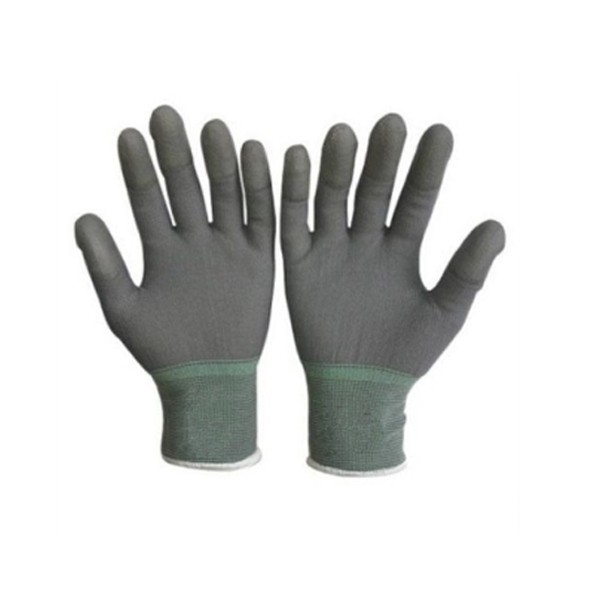 Găng tay pu phủ ngón tay gnp vina vải polyester, phủ pu ngón tay, màu xám, size l