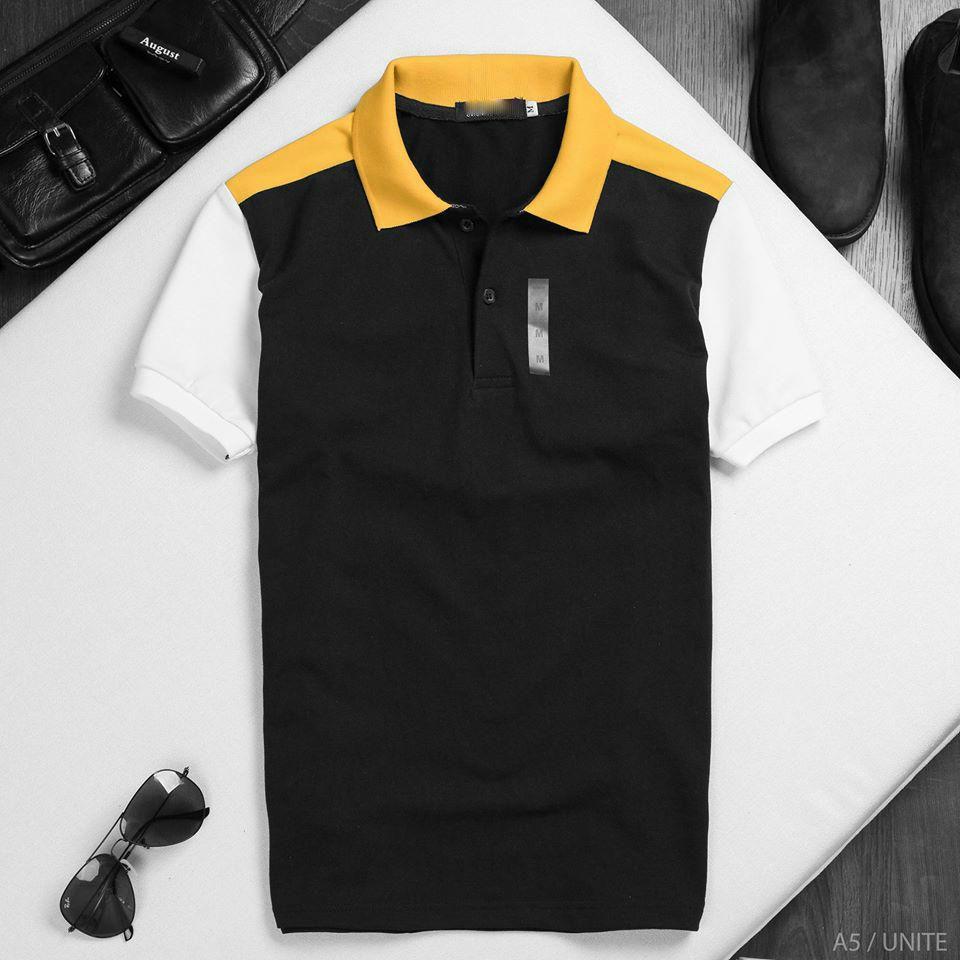 Áo thun nam có cổ phối viền vai mẫu m1404 thời trang aurora plaza