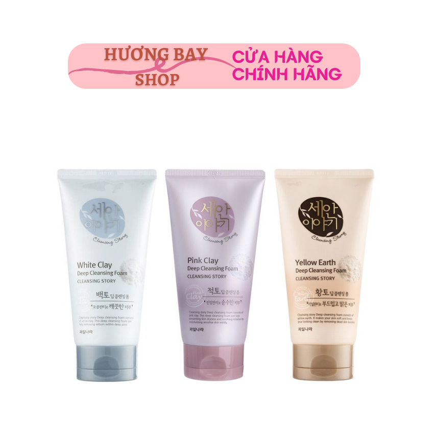 Sữa rửa mặt tạo bọt sạch sâu tẩy bay bụi bẩn tế bào chết da mặt Yellow Earth Deep Cleansing Foam Cleansing Story 150ml