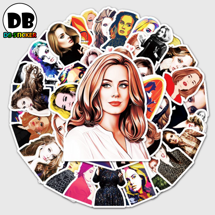 [Set 50 Cái] Sticker dán mũ bảo hiểm, laptop ca sĩ Adele - DB.084