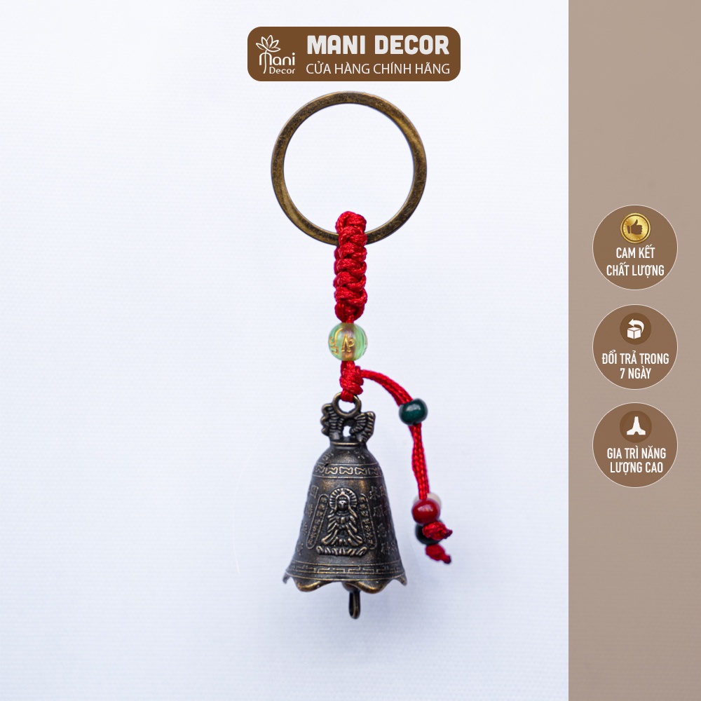 Móc khoá chuông khắc Bát Nhã Tâm Kinh và biểu tượng Phật giáo bình an - Mani Decor