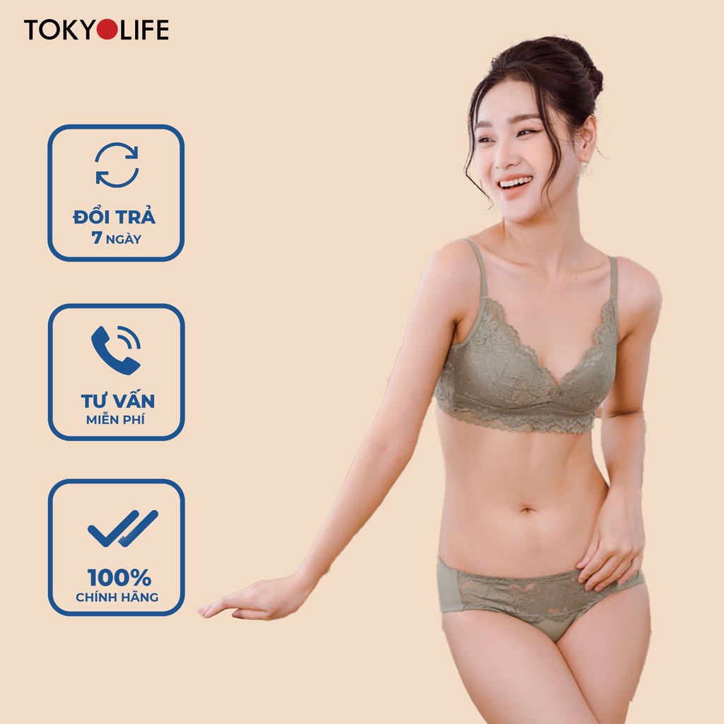 Áo Ngực Bra Nữ TOKYOLIFE không gọng ren, đệm ngực siêu nâng ngực mềm mại thoáng mát sexy  J1/S9BRA021H