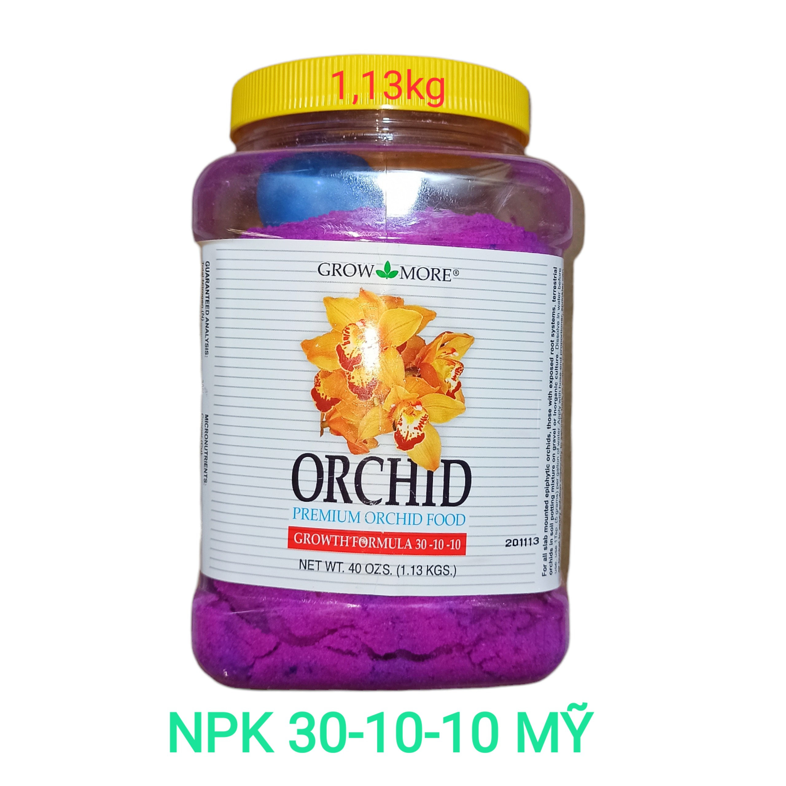 Phân bón npk 30-10-10 grow more nhập khẩu mỹ,hủ to 1,13kg