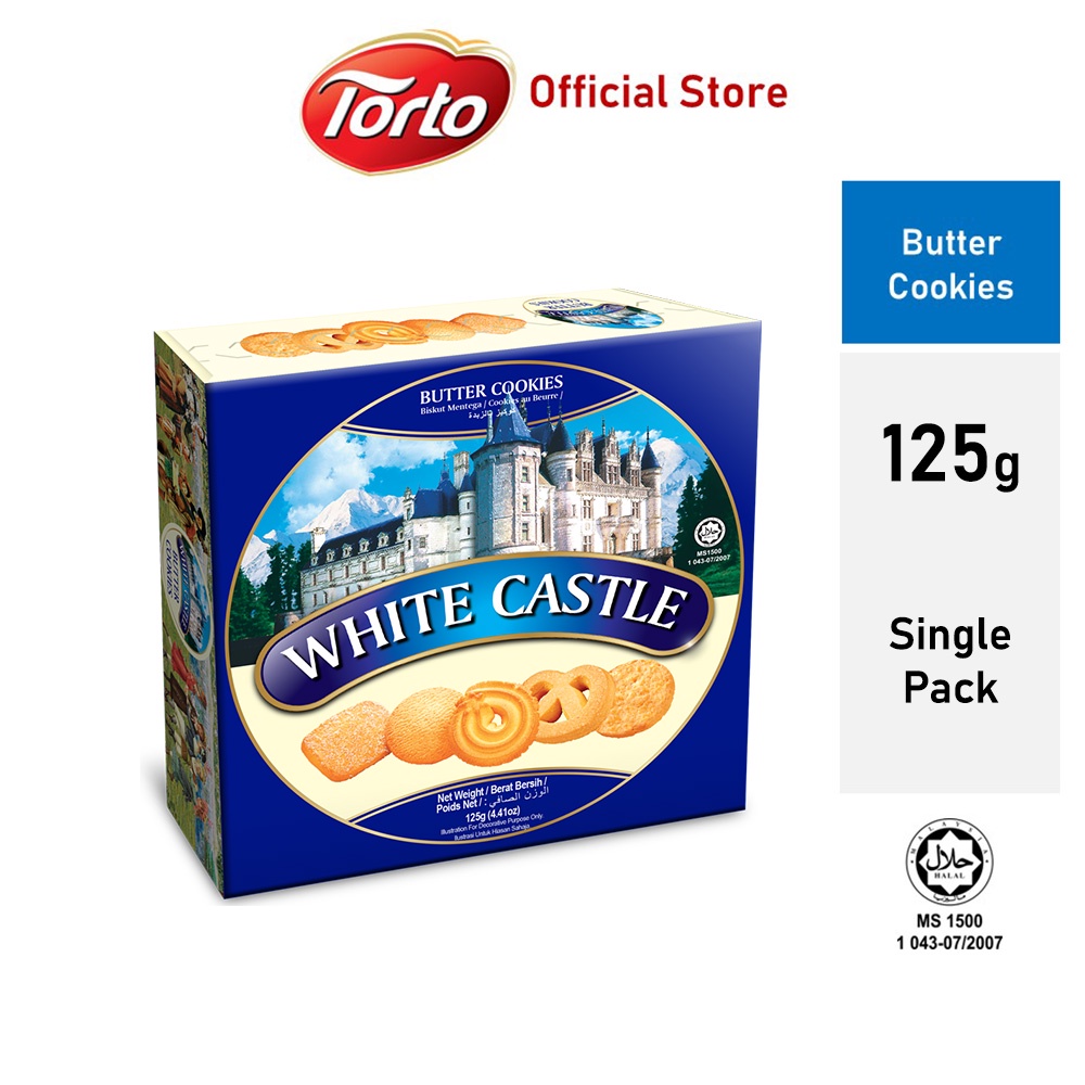 Bánh quy bơ hộp giấy White Castle nhập khẩu Malaysia 125g White Castle Butter Cookies