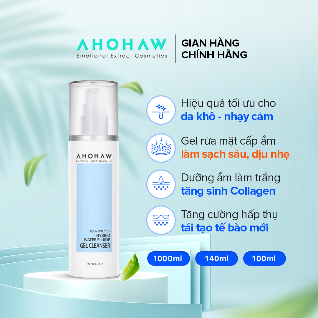 Gel Rửa Mặt Cấp Ẩm AHOHAW Hyrid Water Fluide Gel Cleanser 1000ml