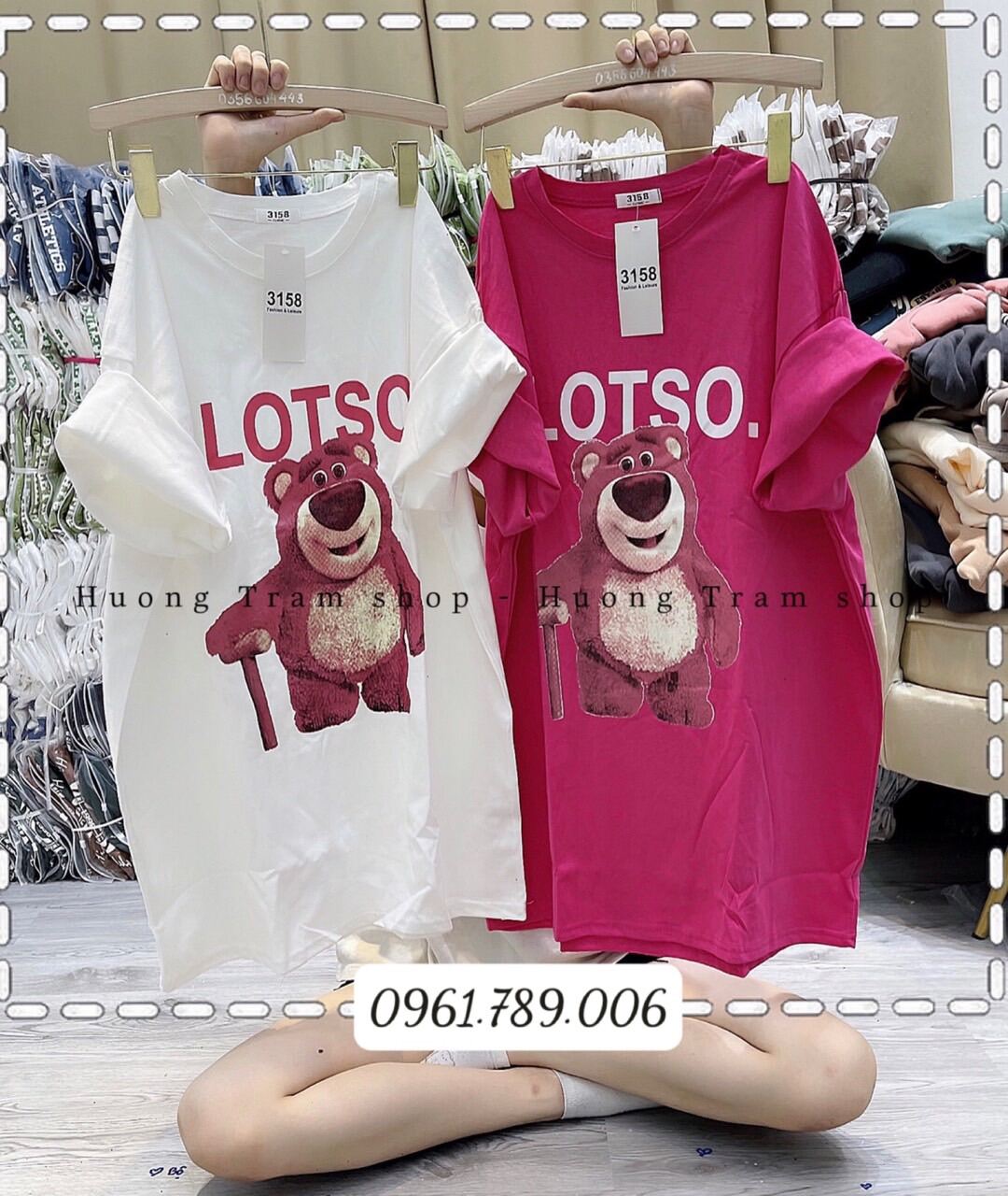Áo thun 3158 form rộng gấu lotso