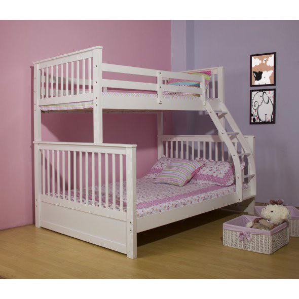 Giường tầng k.bed gỗ tự nhiên an toàn tiện lợi - sử dụng được cho cả người lớn và trẻ em- trắng kh