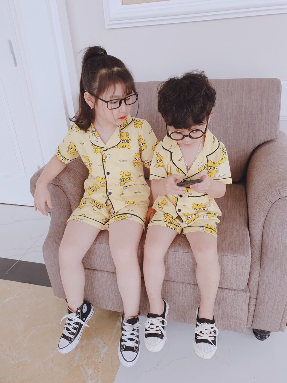 Sét bộ đồ pizama - vải chất kate thô mặc siêu sang, siêu phong cách cho bé yêu. hàng đẹp