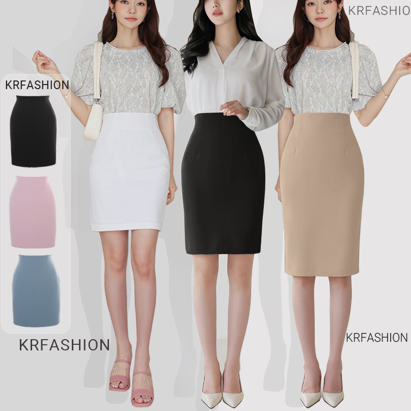 Chân váy dài công sở bút chì ngắn eo cạp cao cấp SK2050 KRfashion 2 lớp màu đen trắng style Hàn Quốc đẹp vải Co dãn tốt, váy nữ ôm midi 2 lớp có xẻ sau