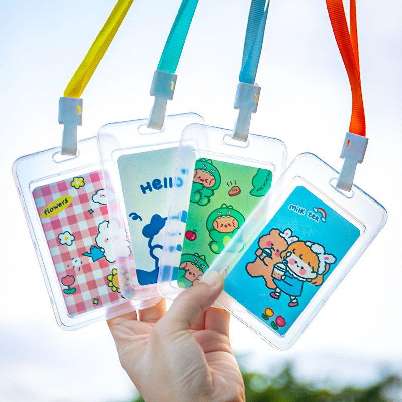 Dây đeo thẻ và thẻ tên, bao đựng thẻ học sinh, nhân viên cute lila daydeothe125